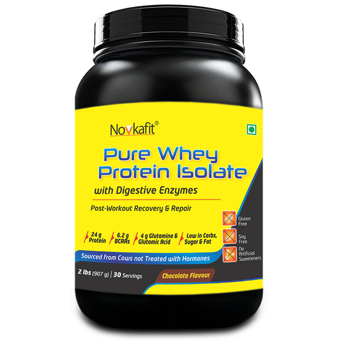 Novkafit Pure Whey Protein Isolate with Digestive Enzymes Chocolate