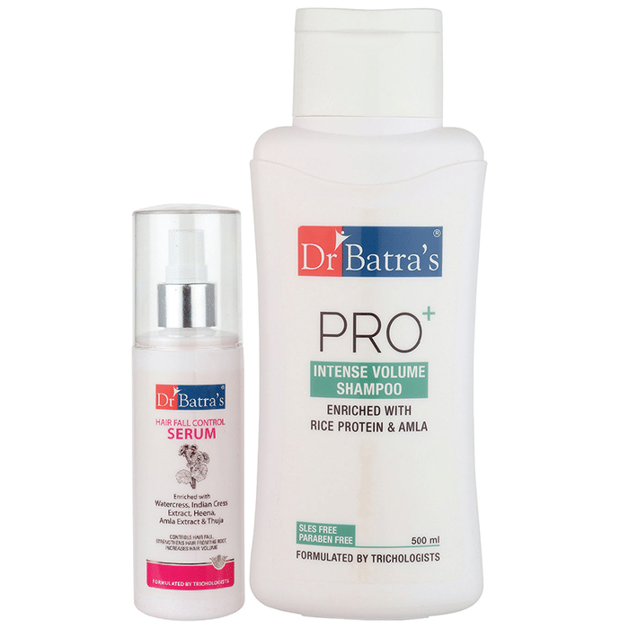 Dr Batra's Combo Pack of Hair Fall Control Serum 125ml and Pro+ Intense Volume Shampoo 500ml