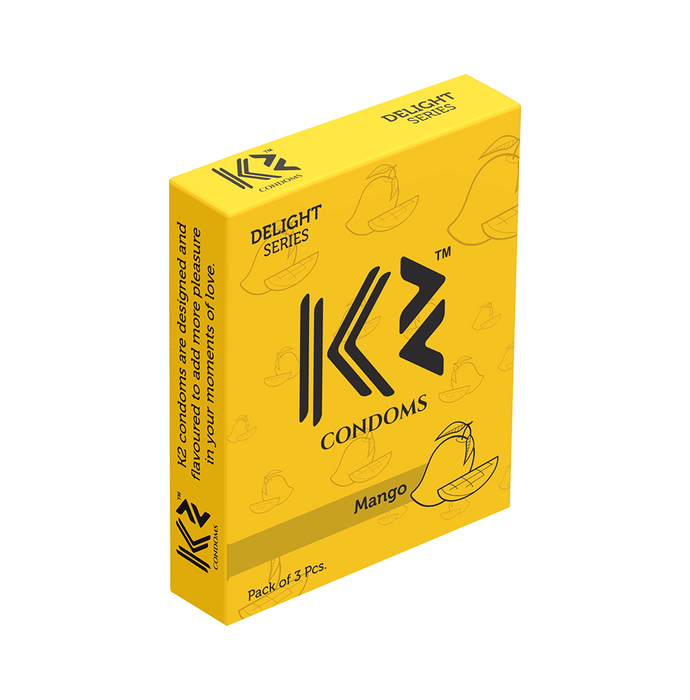 K2 Delight Series Condom with Dotted Rings Mango
