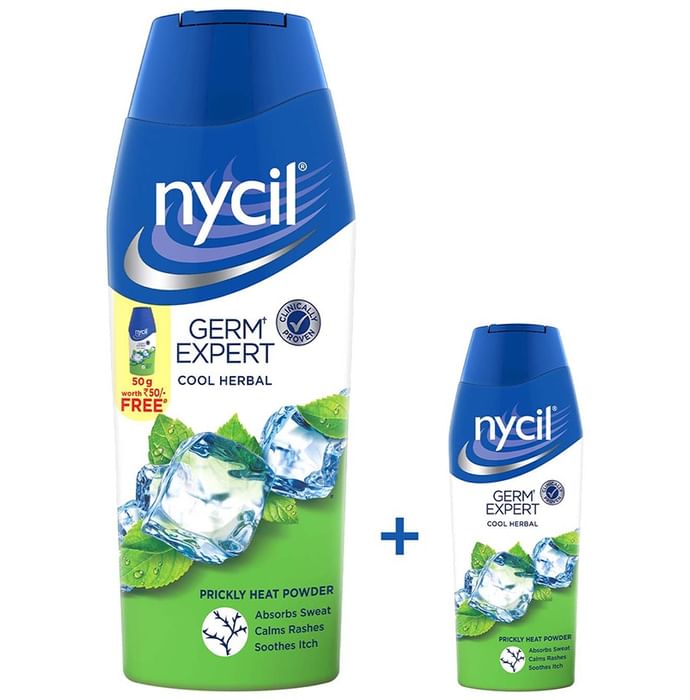 Nycil Cool Herbal Prickly Heat Powder with Nycil Cool Herbal 50gm Free