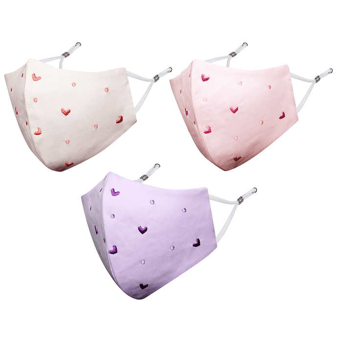 MASQ 4 Ply Face Mask for Women Large Multicolor Hearts