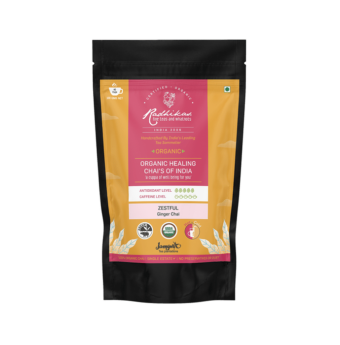 Radhikas Fine Teas Zestful Ginger Chai Organic Healing Chai's of India Tea Leaves