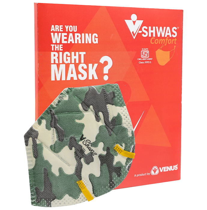 Venus V-Shwas Comfort FFP3 Fold Flat Face Mask Green Camo Large