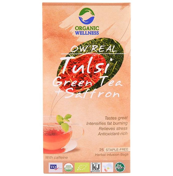 Organic Wellness OW' Real Tulsi Herbal Infusion Bags Green Tea Saffron