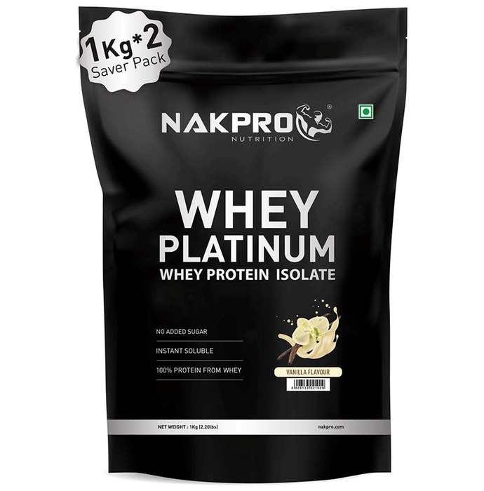 Nakpro Nutrition Whey Platinum Whey Protein Isolate (1kg Each) Vanilla