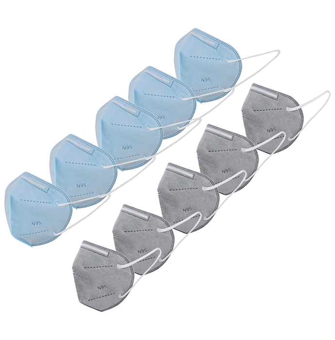 Lioncrown 5 Layer Reusable,Washable Outdoor Anti-Pollution, Dust Face Mask 5 Blue & 5 Grey