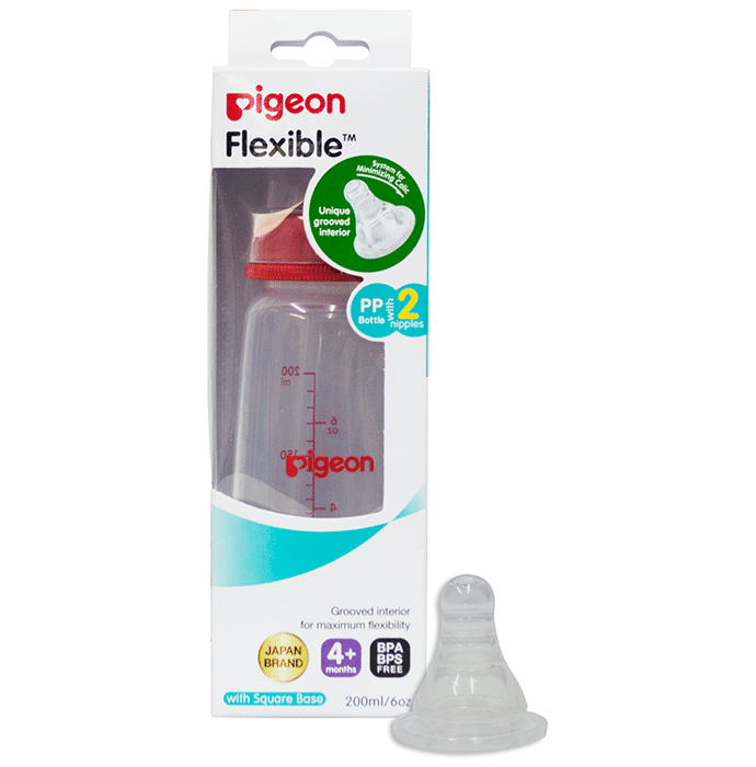 Pigeon Peristaltic Nursing Bottle Kpp with 2 Nipples Medium Red