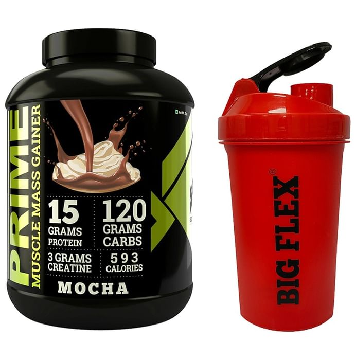 Big Flex Prime Muscle Mass Gainer with 700ml Shaker Free Mocha