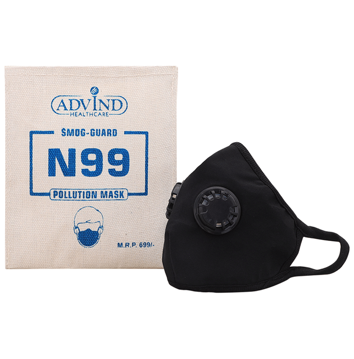 Advind Healthcare Smog Guard N99 Mask with 2 Valve Medium Black