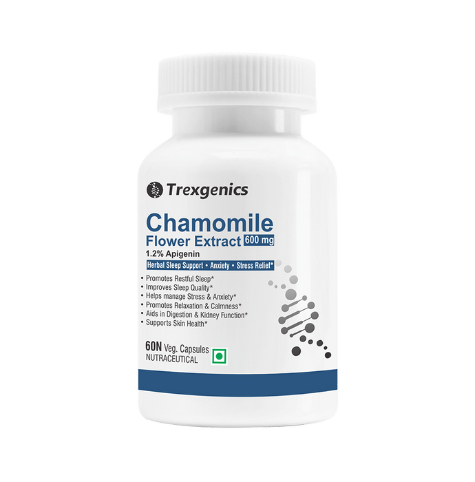 Trexgenics Chamomile Flower Extract 1.2% Apigenin 600mg Veg Capsule