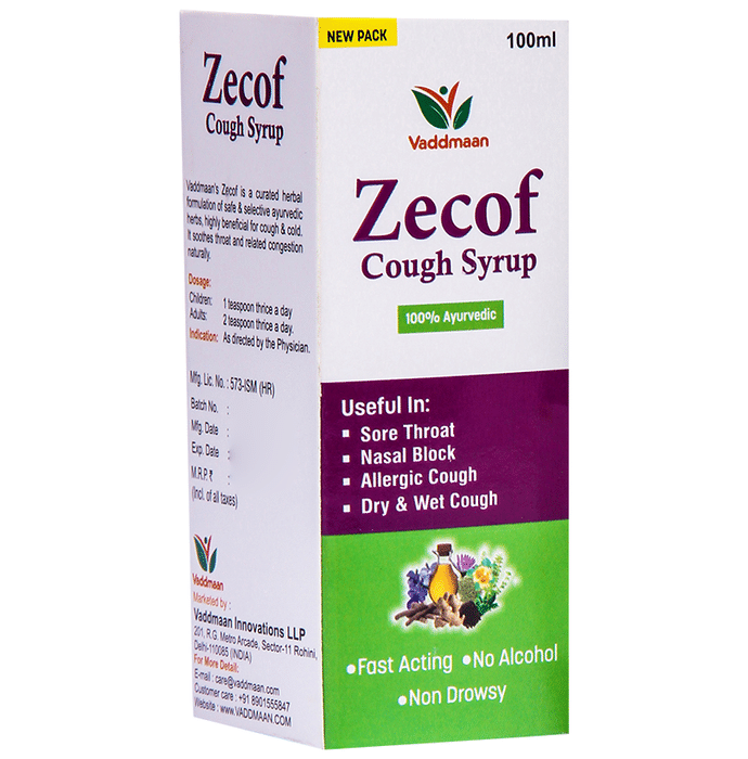 Vaddmaan Zecof Herbal Cough Syrup (4*100ml Each)
