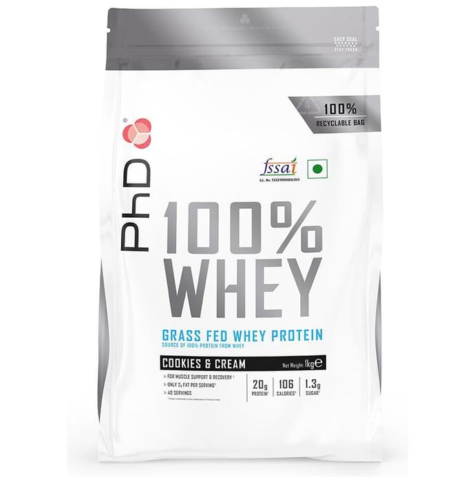 PHD 100% Grass Fed Whey Protein Powder Cookie and Cream