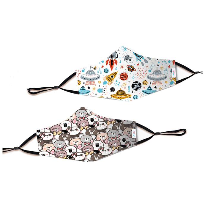 Juski Junior Reusable Anti-Microbial Protective Mask Teddy & Space Print