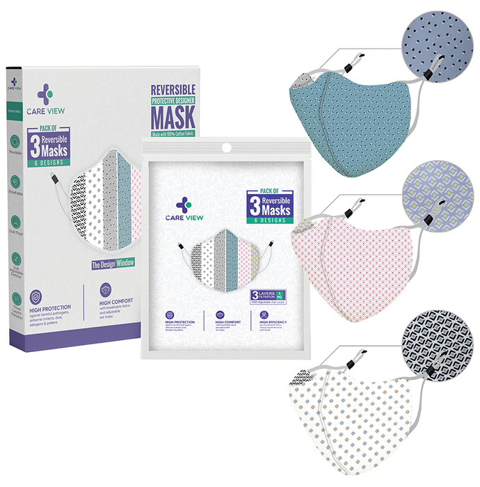 Care View Mask Reversible Protective Designer Face Mask with Adujstable Ear Loop Design 1