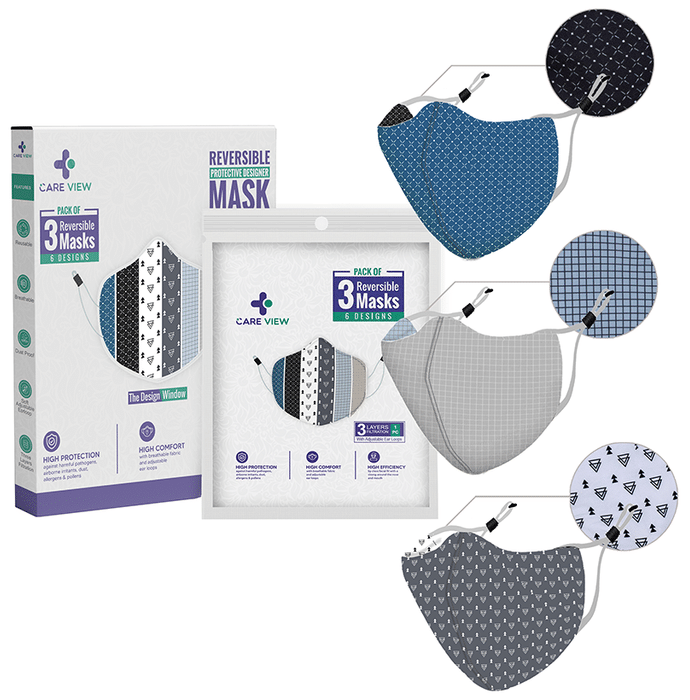 Care View Mask Reversible Protective Designer Face Mask with Adujstable Ear Loop Design 2