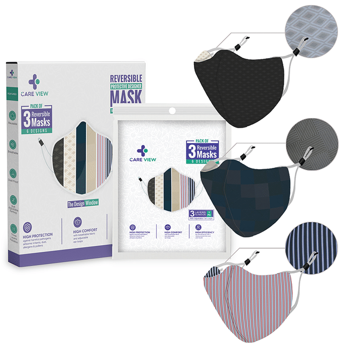 Care View Mask Reversible Protective Designer Face Mask with Adujstable Ear Loop Design 4
