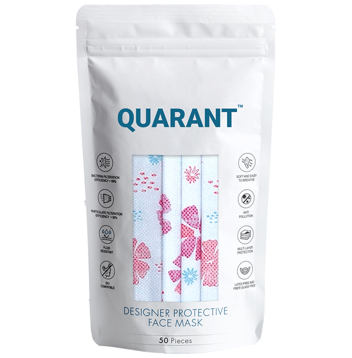 Quarant 4 Ply Designer Protective Face Mask Mask Pink Blossom Multicolor
