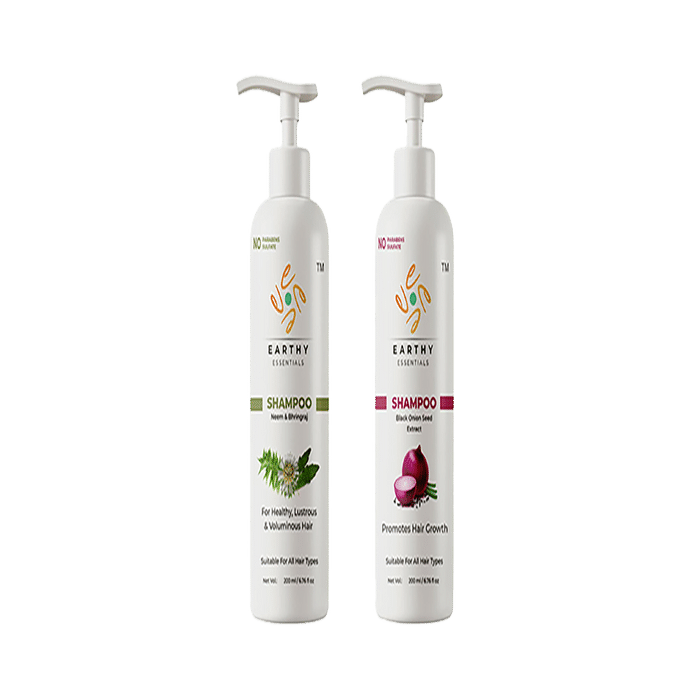 Earthy Essentials Combo Pack of Neem & Bhringraj Shampoo & Black Onion Seed Extract Shampoo (200ml Each)