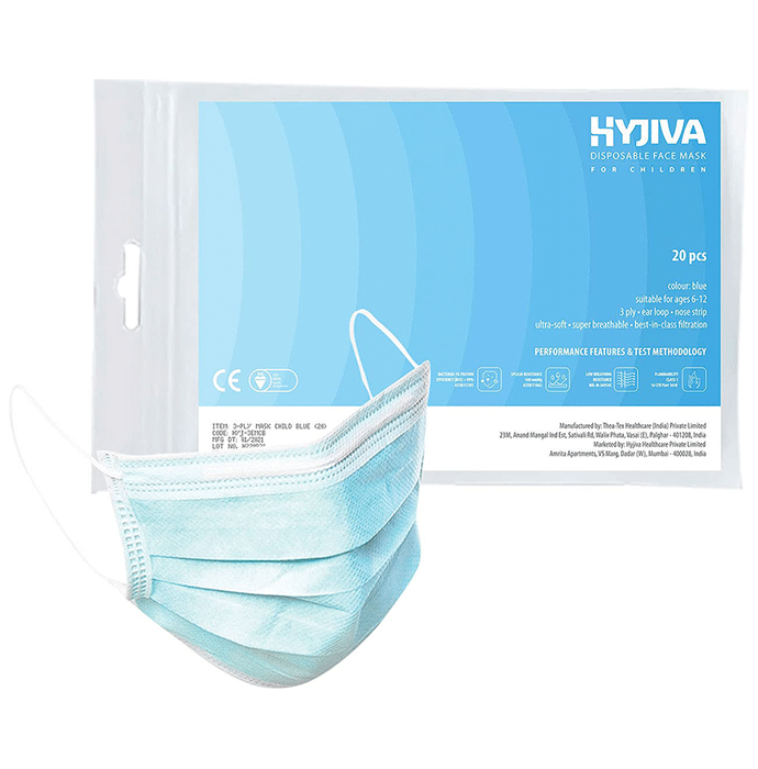 Hyjiva 3 Ply Disposable Face Mask for Children Blue