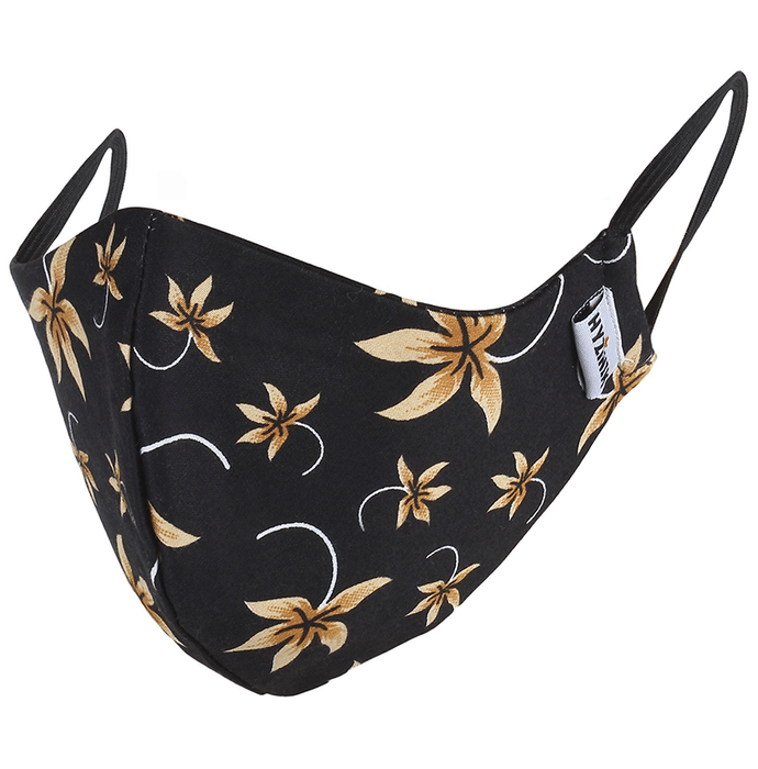 Hyzinik Anti-Viral Reusable Comfortable Face Mask Black Printed Flower