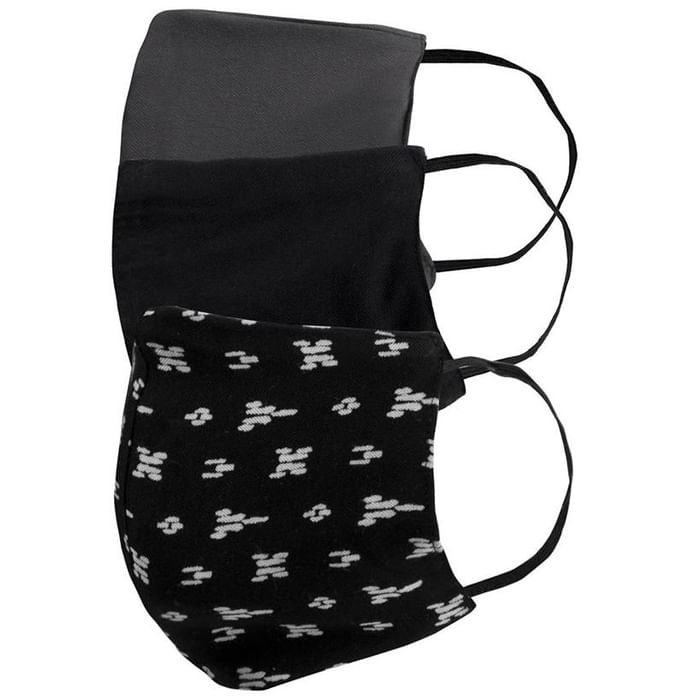 Faballey Ash Grey 3 Ply Balloon Reusable Mask Set