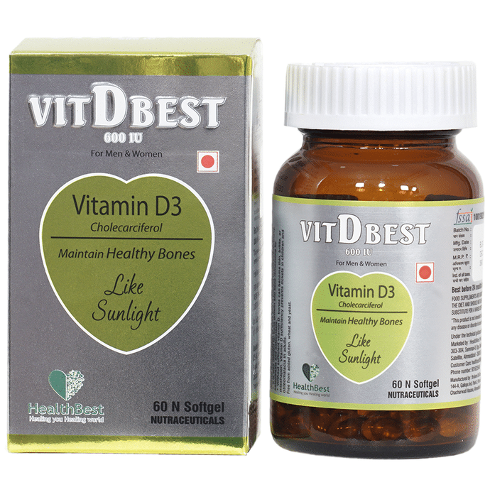 HealthBest VitDBest 600IU Softgel