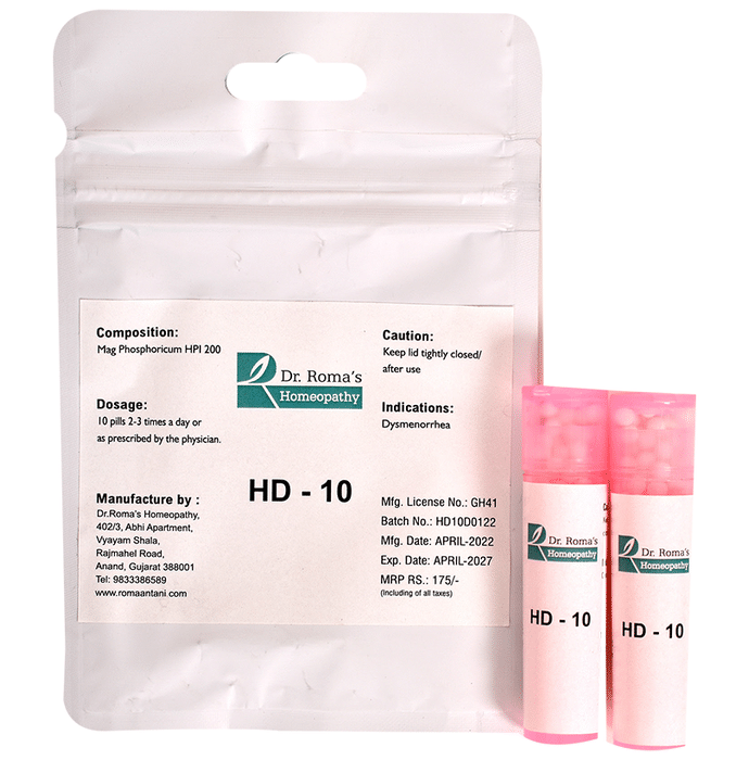Dr. Romas Homeopathy HD 10 for Dysmenorrhoea, 2 Bottles of 2 Dram