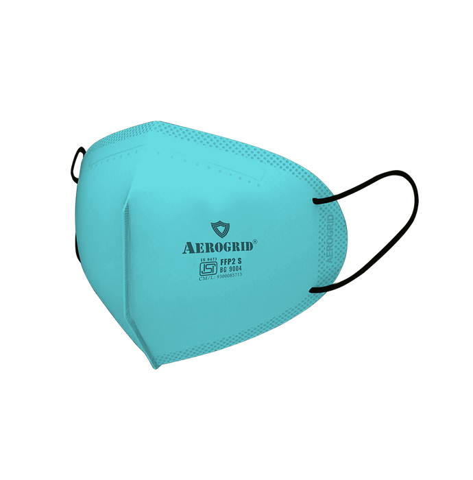 Aerogrid FFP2 5 Layer Premium N95 Mask with Headband Converter Strip Green with Black Ear Loop