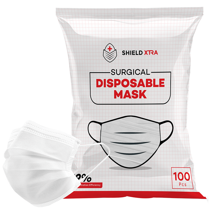 Shield Xtra 3 Ply Surgical Disposable Mask (100 Each) White
