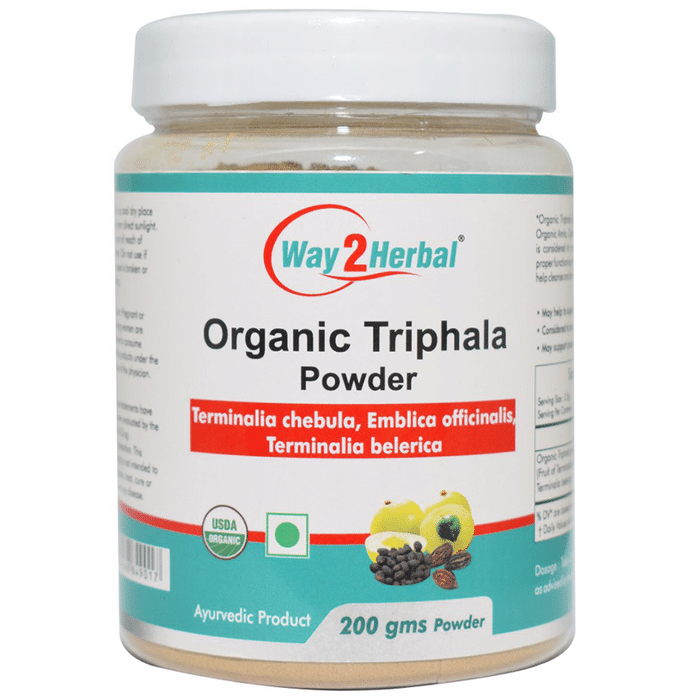 Way2Herbal Organic Triphala Terminalia Chebula, Embilca Officinalis, Terminalia Belerica Powder