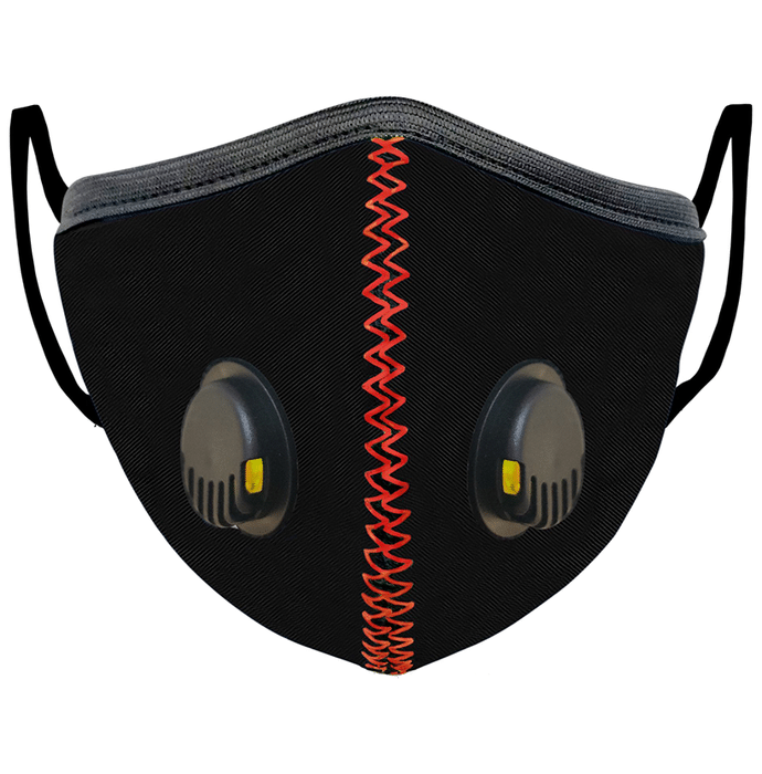SanNap N95 Anti Pollution Reusable & Washable with Twin Breathing Valves Face Mask Black