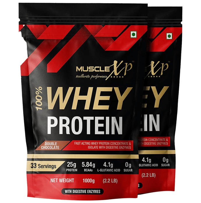 MuscleXP 100% Whey Protein with Digestive Enzyme (1000gm Each) Double Chocolate