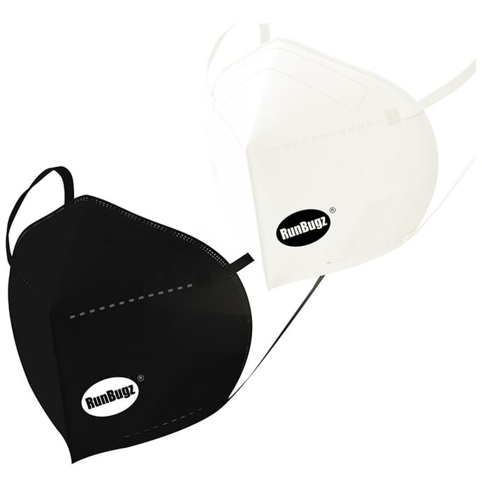 Runbugz Black & White N95 Disposable Mask for Adults