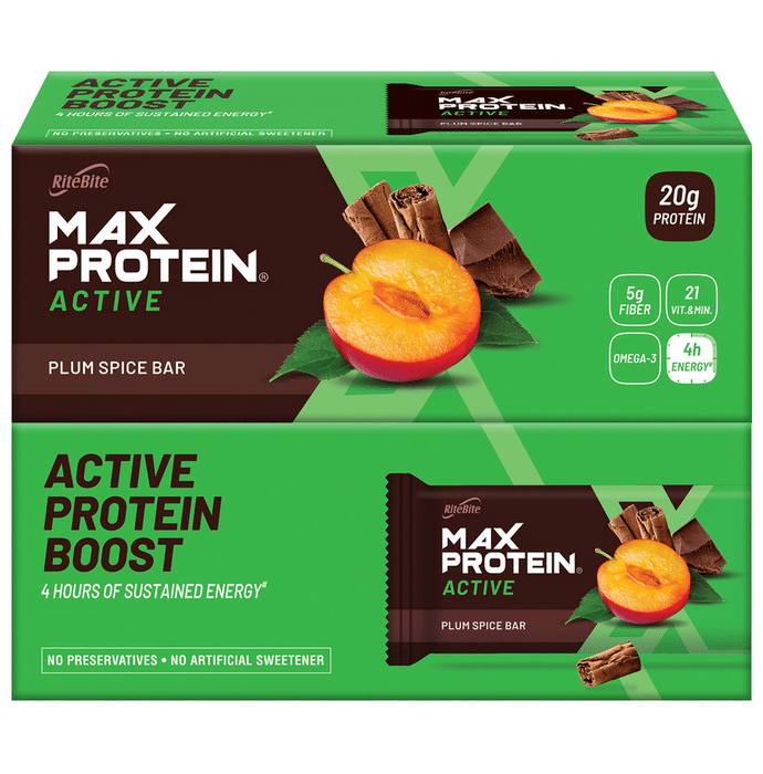 RiteBite Max Protein Active Bar (70gm Each) Plum Spice