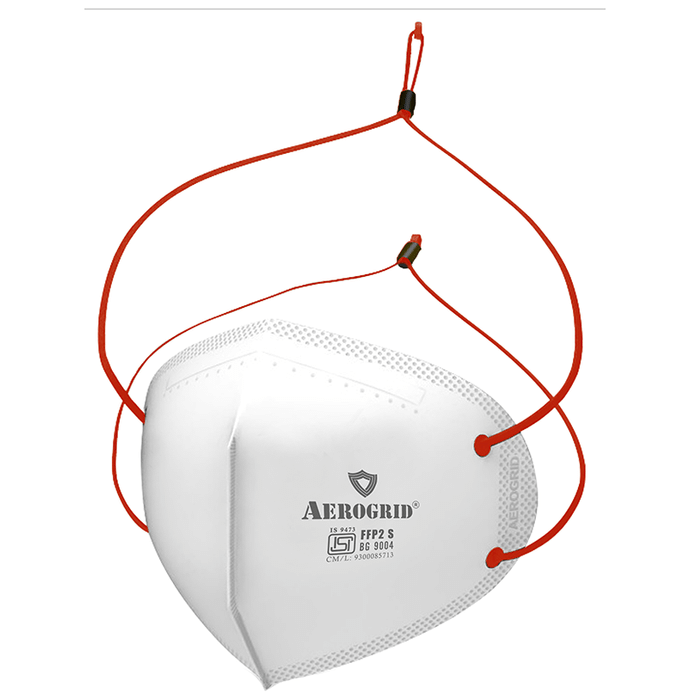 Aerogrid FFP2 BIS Certified 5 Layer N95 Mask White with Adjustable Red Head loop