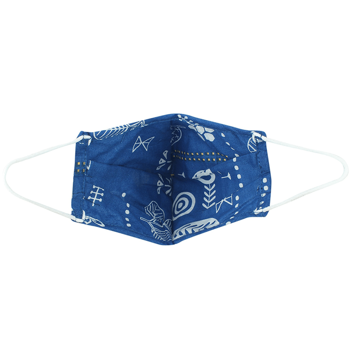 Hyzinik Anti-Viral Reusable Comfortable Face Mask Blue and White Oval Shape Print with Pouch