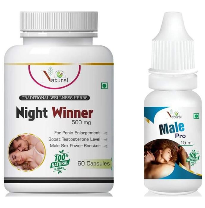 Natural Combo Pack of Night Winner 500mg 60 Capsules & Male Pro 15ml