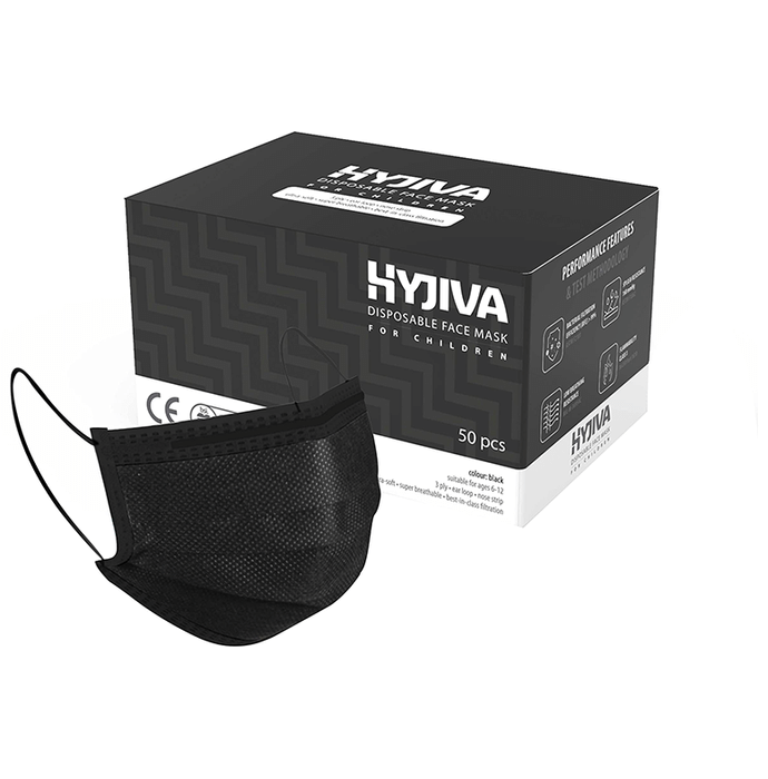 Hyjiva 3 Ply Disposable Face Mask for Children Black