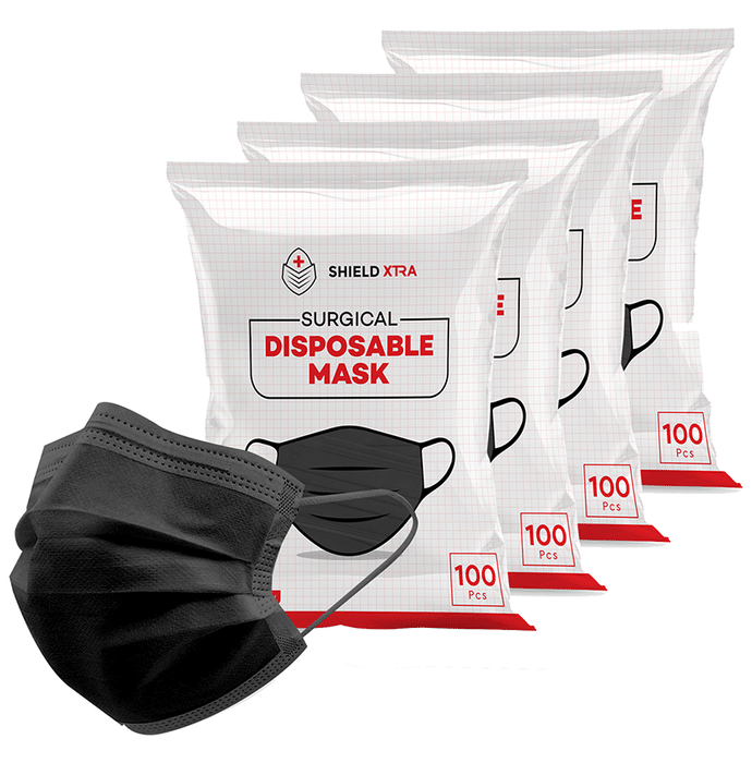 Shield Xtra 3 Ply Surgical Disposable Mask (100 Each) Black