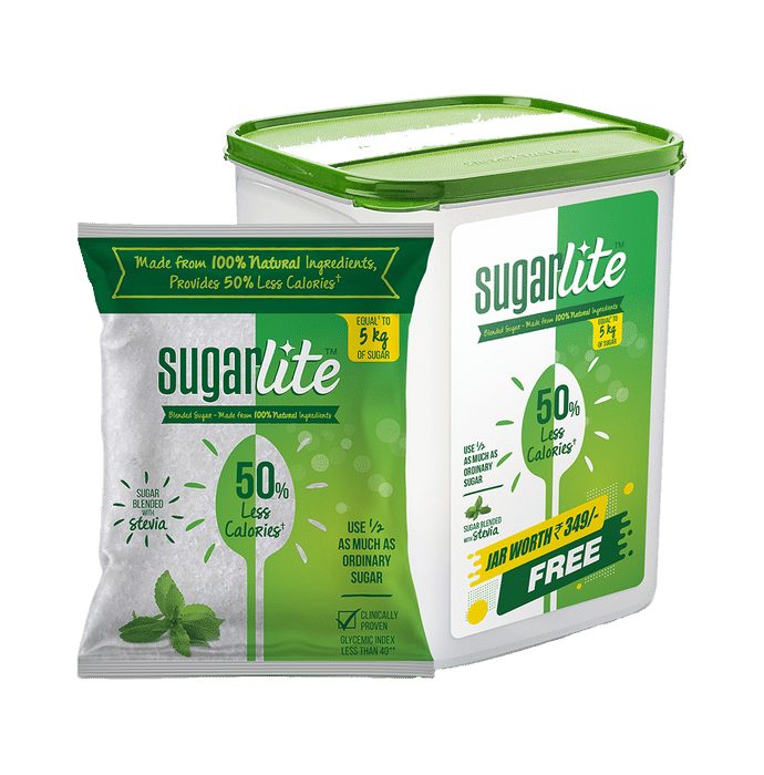 Sugarlite 50% Less Calories+ Blended Sugar with Storage Jar Free