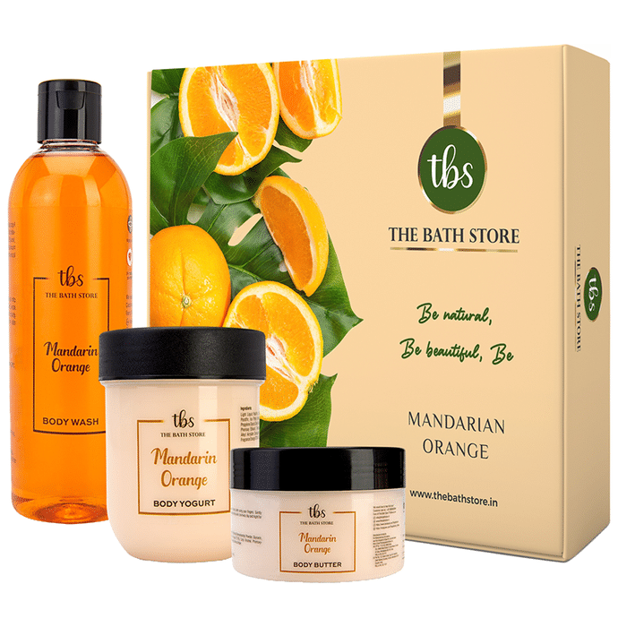 The Bath Store Mandarin Orange Combo Pack of Body Butter 200gm, Body Wash 300ml & Body Yogurt 200gm