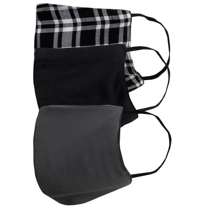 Faballey Charcoal 3 Ply Balloon Reusable Mask Set