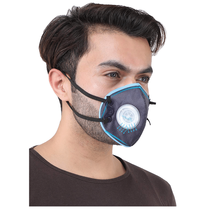 Grin Health N99 Fits-Most Ergonomic Protective 5 Layer Washable Mask Blue