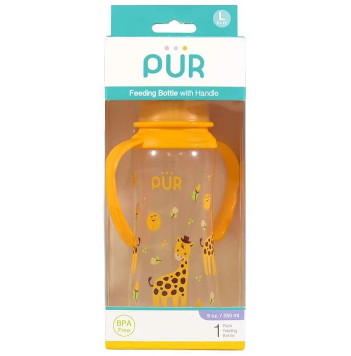 Pur Shaped Feeding Bottle with Handle Large Yellow