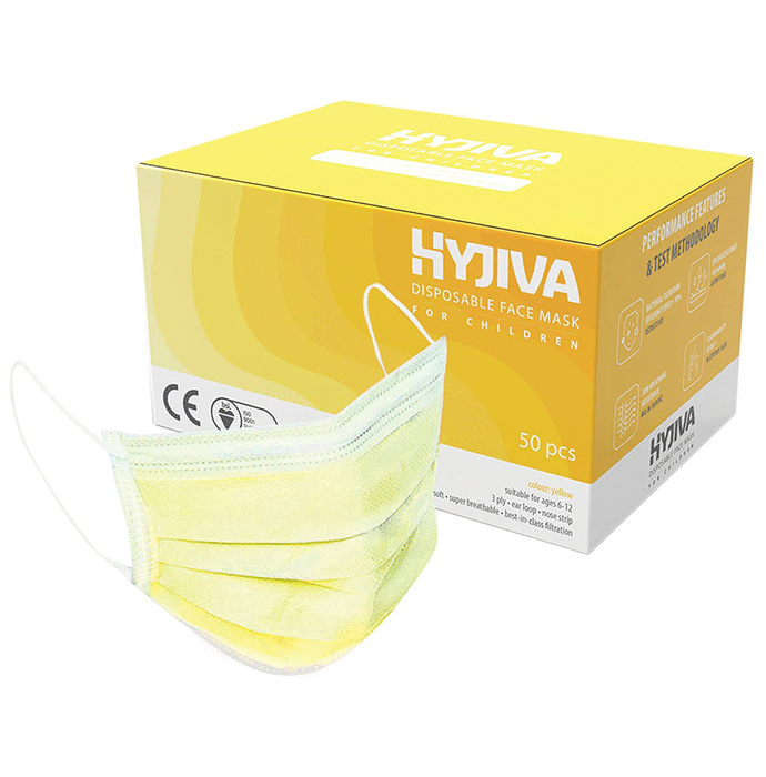 Hyjiva 3 Ply Disposable Face Mask for Children Yellow