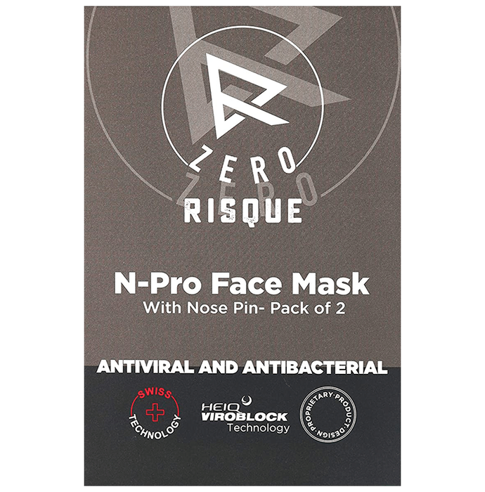 Zero Risque Antiviral and Antibacterial N-Pro Face Mask with Nose Pin
