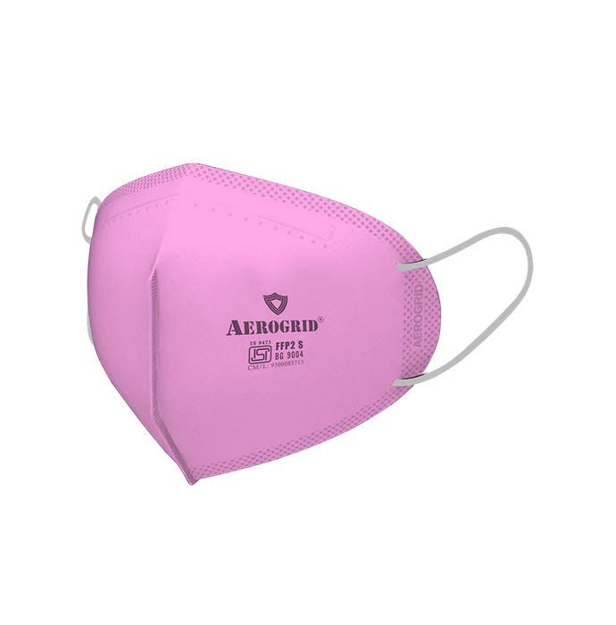 Aerogrid FFP2 Premium 6 Layer N95 Mask with Headband Converter Strip Pink with White Ear Loop