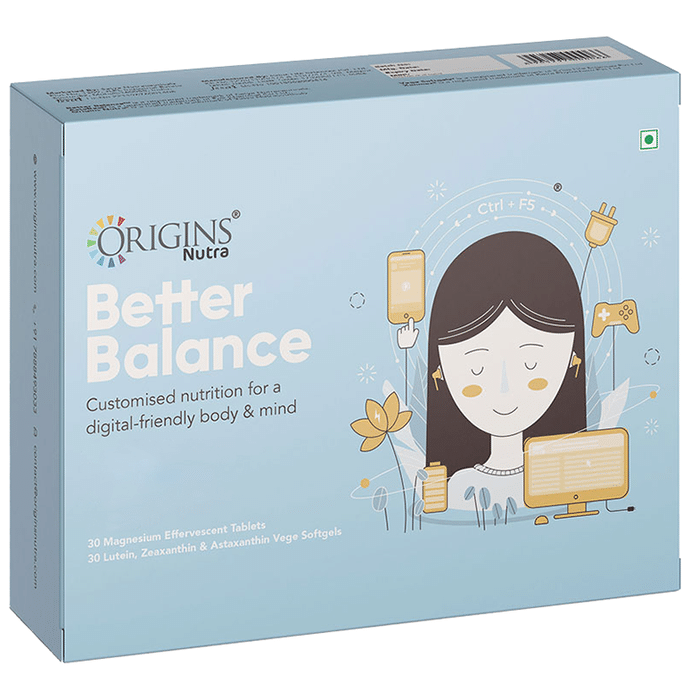 Origins Nutra Better Balance 30 Magnesium Effervescent Tablets & 30 Lutein, Zeaxathin & Astaxanthin Vege Softgel
