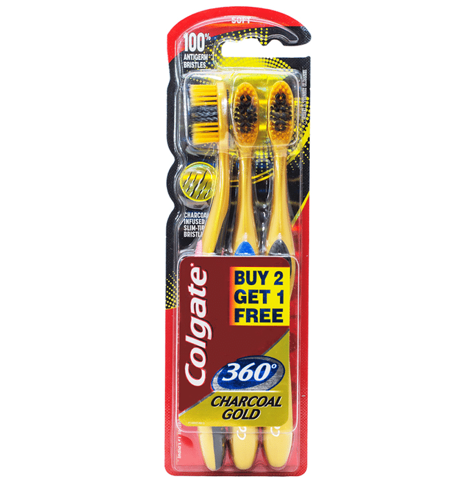 Colgate 360° Charcoal Gold Toothbrush (Buy 2 Get 1 Free)