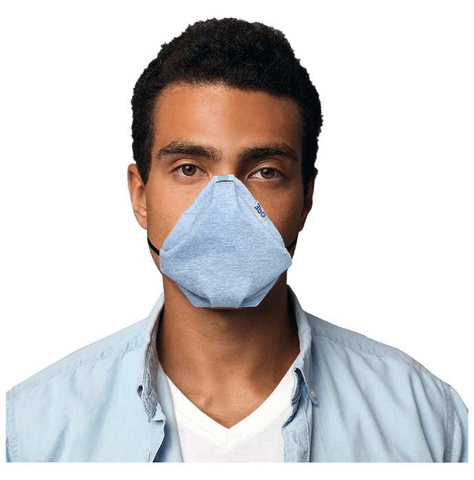3bo Small Blue, Navy & Grey Deltoid Lite Face Mask with Knit Fabric